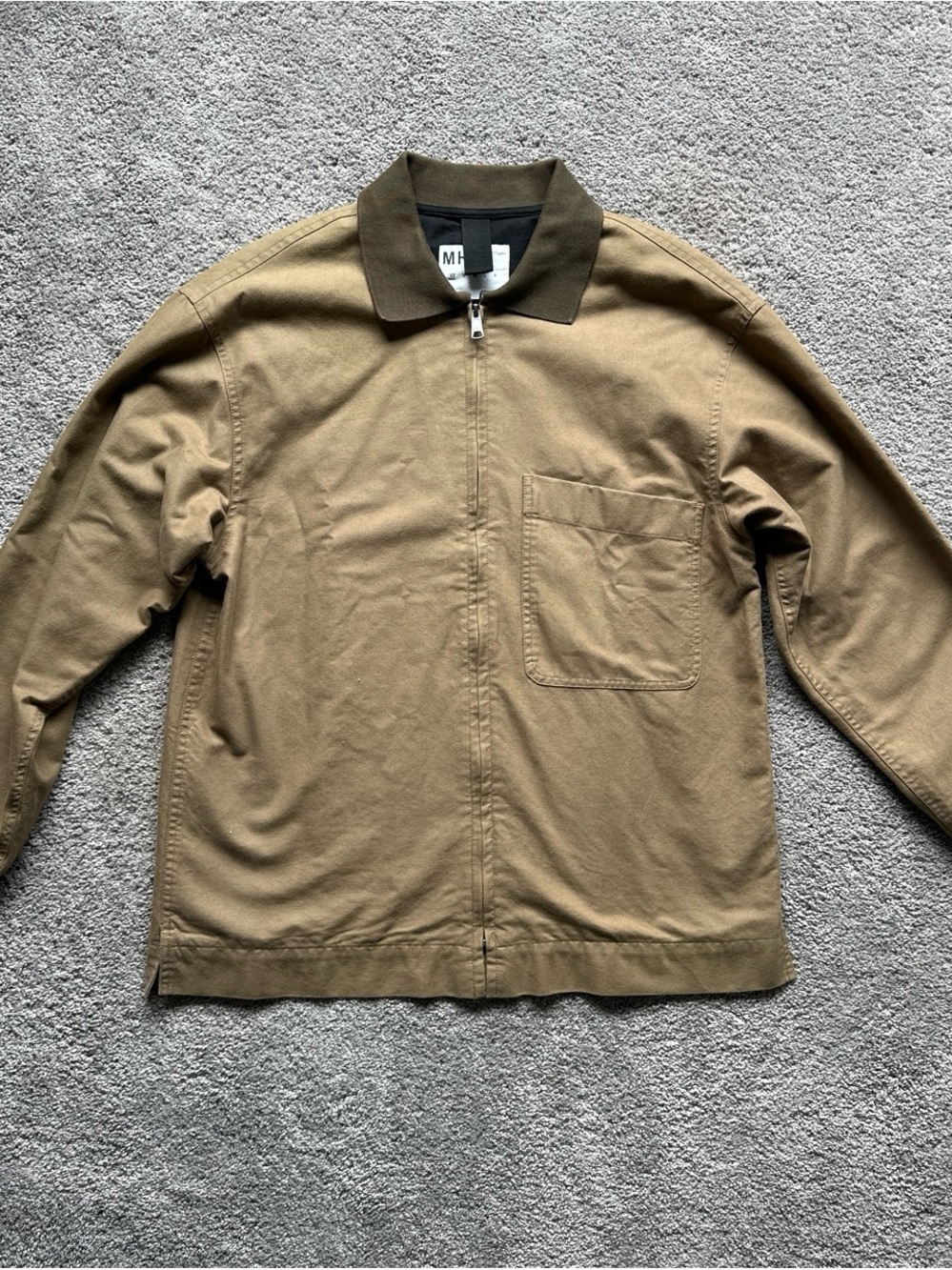 Men’s Lightweight Cotton Zip Shirt Jacket in Khaki